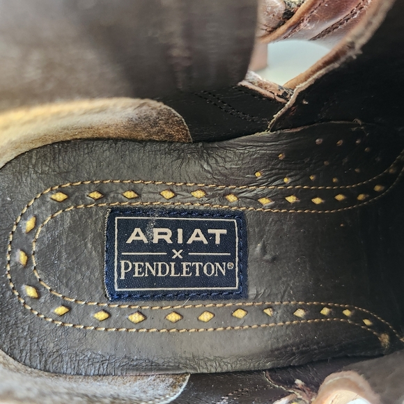 Ariat Pendelton Dixon Ankle Boot Weathered Brown Snip Toe Western Aztec Print 9B - Picture 12 of 16